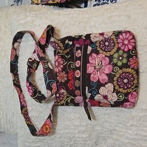 VERA BRADLEY QUILTED BROWN AND PINK HOBO PURSE